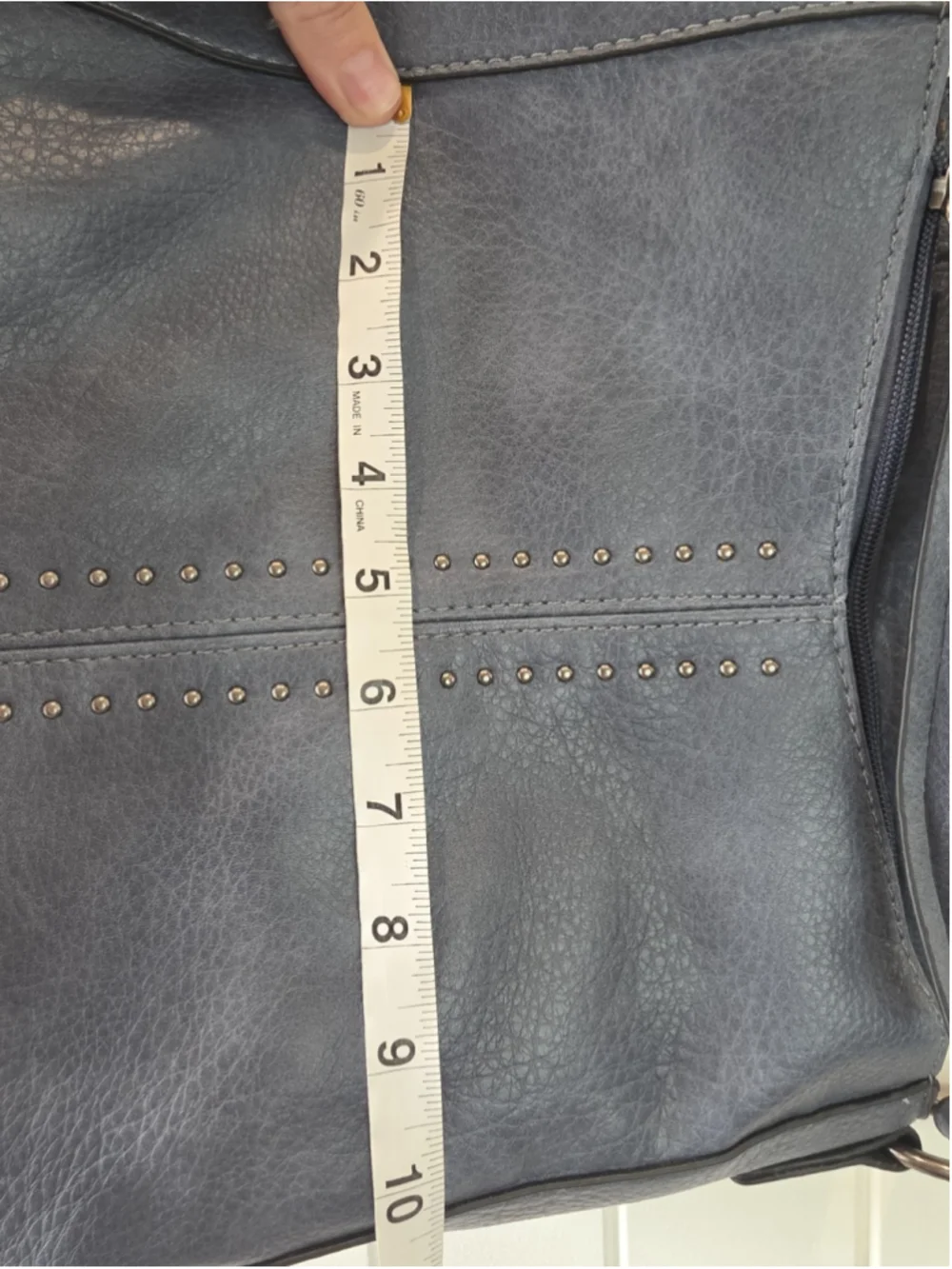 Montana West Blue Studded Shoulder Hobo Bag Faux Leather Slouchy Zip Tote Purse